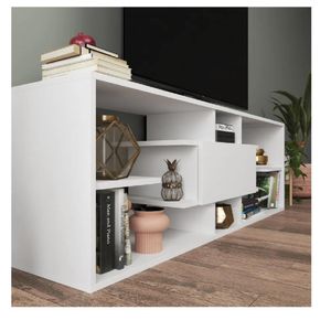 Mesa de TV Contemporánea 77" Bruselas TU MESITA melamina 18mm color Blanco