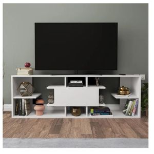 Mesa de TV Contemporánea 77" Bruselas TU MESITA melamina 18mm color Blanco