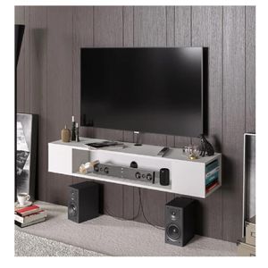 Mesa Flotante de TV 70" TU MESITA Milton Melamina 18mm color Blanco