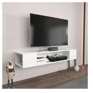 Mesa Flotante de TV 70" TU MESITA Milton Melamina 18mm color Blanco