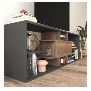 Mesa de TV Contemporánea 77" Bruselas TU MESITA melamina 18mm color Negro/Marrón