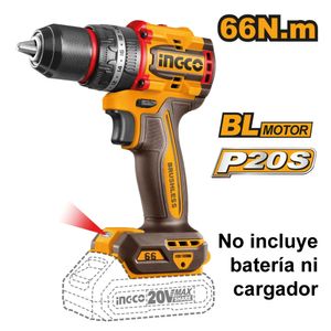 Taladro Atornillador Percutor Brushless Chuck Metálico Ingco 20V 66NM CIDLI206681