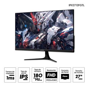 Monitor gamer plano 27" Antryx IPX2725QGTP Panel IPS, FHD(1920x1080), 180Hz, 1ms, entradas DP 1.4 /HDMI 2.0