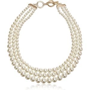 Collar de perlas blancas Anne Klein con toque dorado, elegante y sofisticado