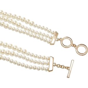 Collar de perlas blancas Anne Klein con toque dorado, elegante y sofisticado