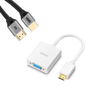 Pack Adaptador HDMI Macho a VGA Hembra Blanco + Cable HDMI 2.1 jaso