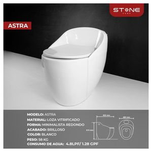 Inodoro One Piece Minimalista Redondo Astra Blanco Stone