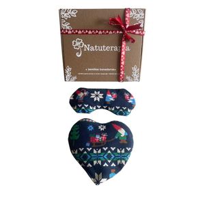 Pack Corazón Navideño: Antifaz Terapéutico + Almohadilla  Corazón de Semillas Natuterapia (Elfos)