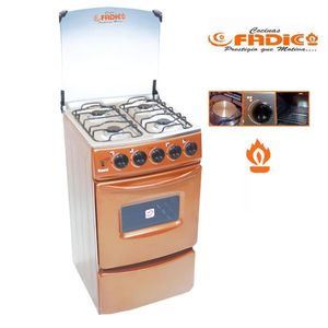 Concina a Gas con Tapa de Vidrio 4H y Horno Fadic Sami Cobre