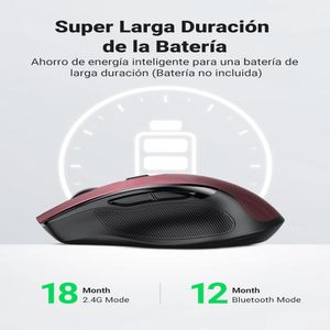 Ugreen Mouse Inalámbrico 2.4GHz Bluetooth 4000dpi Rojo MU006 - 25752