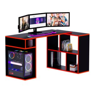 Escritorio Gamer en L 133x80cm NR 11 Movenda Negro/Rojo