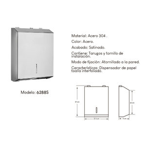 Dispensador para Papel Interfoliado XM 6288S Acero inoxidable 304