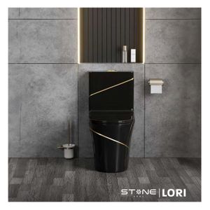 Inodoro Minimalista LORI Negro C/ Dorado Stone