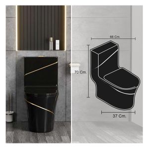 Inodoro Minimalista LORI Negro C/ Dorado Stone