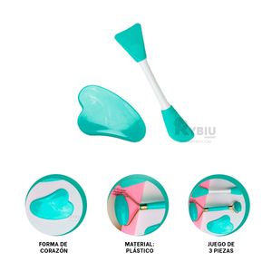 Set para Limpieza Facial de Cutis Corazon en Color Turquesa