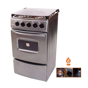 Cocina Fadic con tapa de vidrio y horno Sami 4h Gris +Protector
