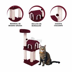 Gym Elegante para Felinos de Color Guinda Y+Papel de Regalo