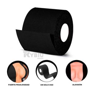 Cinta Discreta para Levantar Senos en Color Negro Y+Stickers