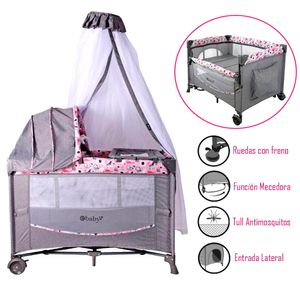 Cuna Corral Mecedora Ebaby Colecho Dacora Rosa EB750