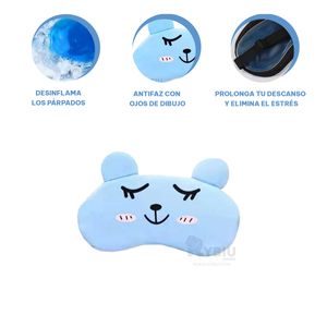 Antifaz para Dormir con Gel en Color Celeste Y+Stickers
