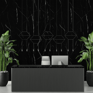 Panel SPC tipo mármol Negro Marquina 122x244cm X 2 Piezas