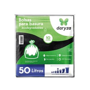 Bolsas para Basura Biodegradables de 50 L Daryza Negro de 10 UND