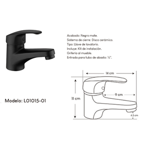 Llave para baño agua fría L01015-01 Negro mate