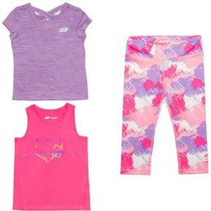 Conjunto Skechers 3 Piezas Leggin BVD y Polo Niña