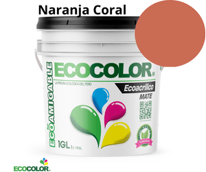 Pintura Ecológica ECOACRILICO MATE 1 Galón Naranja Coral