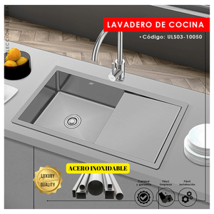 LAVADERO DE COCINA DE LUJO 1 POZA ULS03-10050 ACERO INOXIDABLE