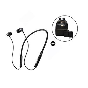 Audífono Lenovo HE05 BT+Mochila de Mujer 2 en 1 Oxford Brillante Negro