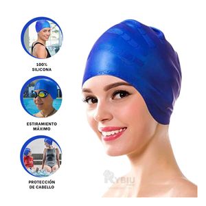 Gorro de Silicona para Natación Color Azul Y+Papel de Regalo
