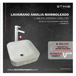 Combo Bowl  Amalia Marmoleado + Caeli ST + Desagüe + Trampa-P Stone