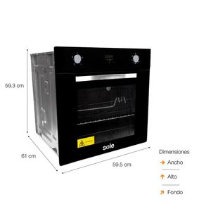 Horno Empotrable de 70Lts GLP Convector Rosticero 60cm Sole SOLHO021V2