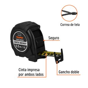 Wincha Cinta Negra 5.5 m Cinta 19 mm Truper 11745