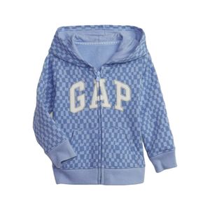 Chompa Baby Gap con Capucha Azul con Cuadros con Logo Gap para Bebé Niño