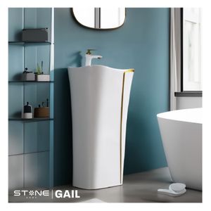 Lavatorio Standing GAIL Blanco C/Dorado Stone