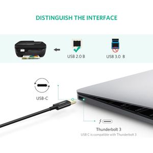 Cable Impresora 2m USB-C a USB-B Ugreen 480Mb/s US241