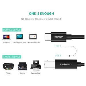 Cable Impresora 2m USB-C a USB-B Ugreen 480Mb/s US241