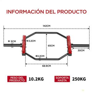 Barra Hexagonal Olimpica PRO 250kg - 50mm - 142cm
