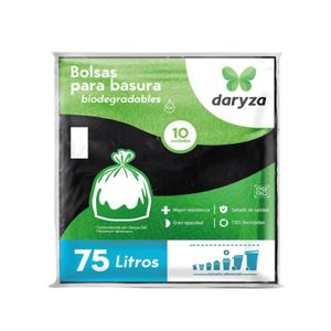Bolsas para Basura Biodegradables de 75 L Daryza Negro de 10 UND