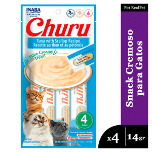 Snack Cremoso Gato Churu Sabor Atún y Ostras 4 x 14gr