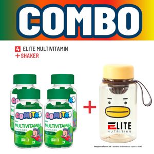 Combo Gomitas Para Niños Elite Nutrition Kids - 4 Elite Multivitamin + Shaker