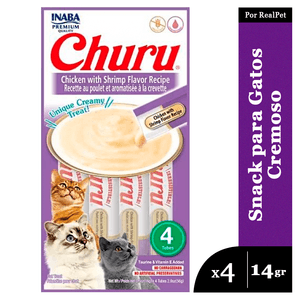 Snack Cremoso Gato Churu Sabor Pollo y Camarones 4 x 14gr