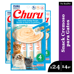 Snack Cremoso Gato Churu Sabor Atún y Ostras 24 x 14gr