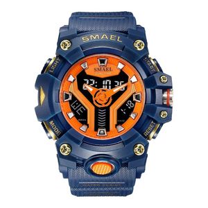 Reloj Deportivo SMAEL 8075 Resina Doble Horario Azul