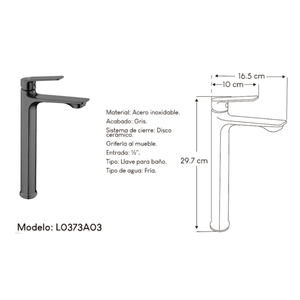 Llave para baño agua fría L0373A03 Acero Inoxidable Gris