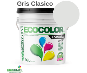 Pintura Ecológica ECOACRILICO MATE 1 Galón Gris Clásico