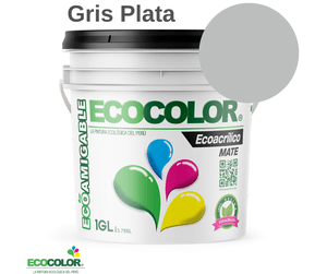 Pintura Ecológica ECOACRILICO MATE 1 Galón Gris Plata