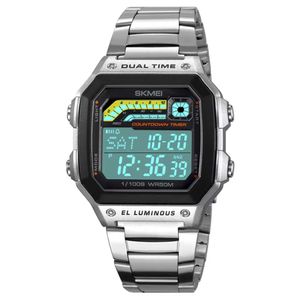 Reloj Skmei 2307 Hombre Digital Deportivo 2 Tiempos Cronómetro - Plata